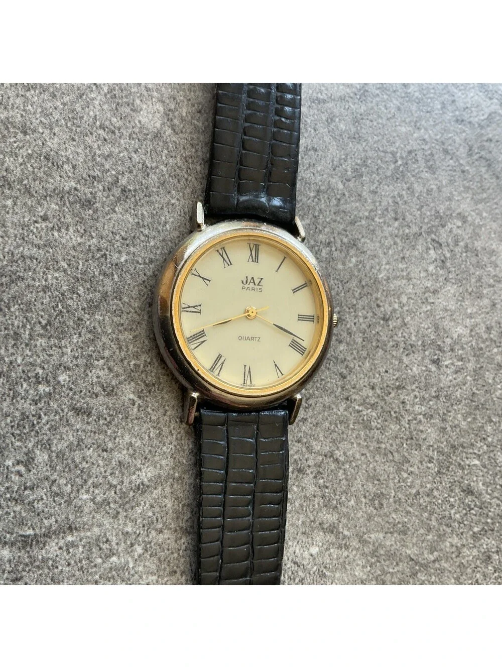 Vintage Jaz Paris Womens Watch 31mm Silver Tone Case Roman Numeral Dial D5